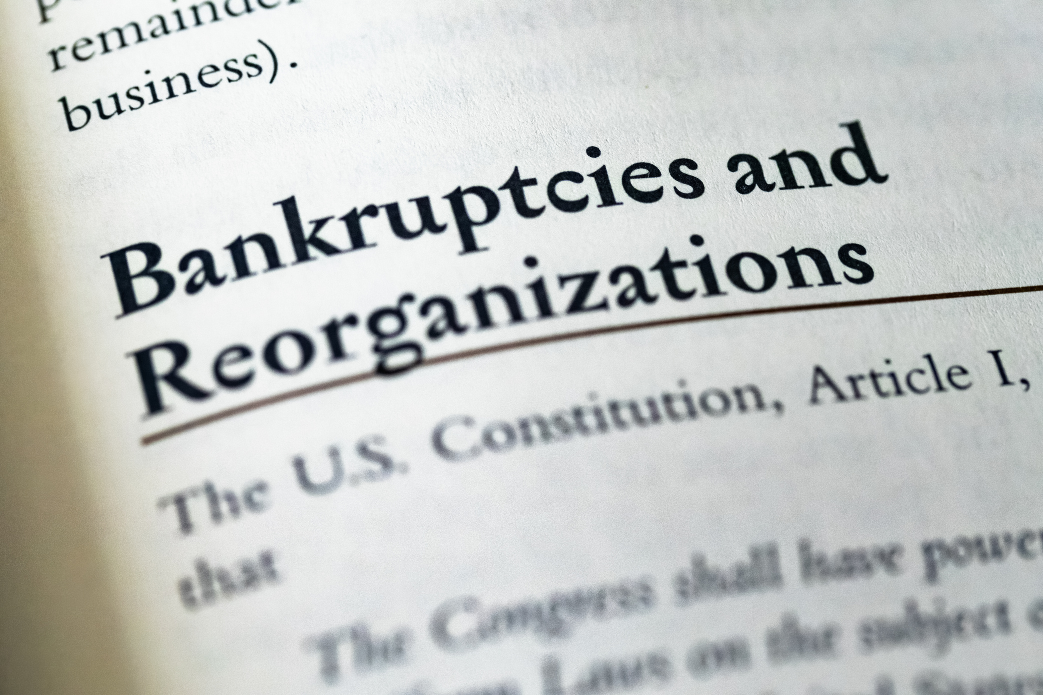 bankruptcies and reorganizations written in business law textbook