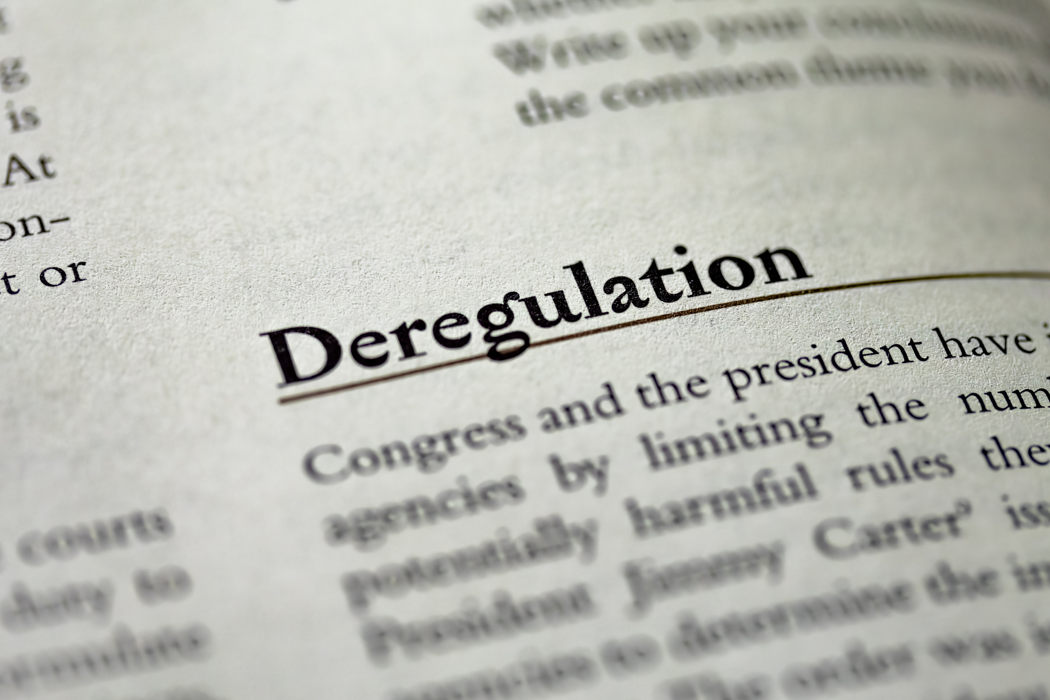 Deregulation written in business law textbook